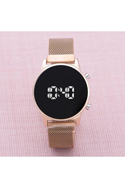 Saattino Rose Çelik Dijital Led Hasır Kordon Yeni Model Kadın Kol Saati ST-303874