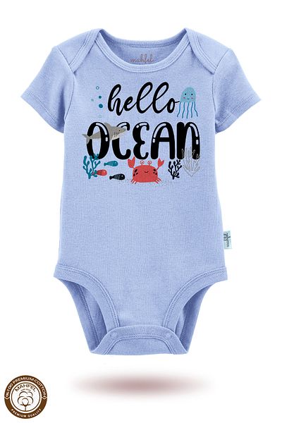 MAHFEL 2-Piece 100% Cotton Organic Printed Snap Fastener Baby Bodysuit