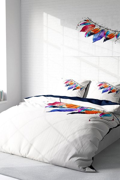 MonoHome Duvet Cover Set 100% Natural Cotton Double 3D Digital Feather