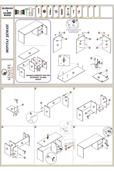 Kenzlife Ofis Masası Miyamoto Byz Sol 75*130*60 Raflı Dolap Bilgisayar Çalışma Masası