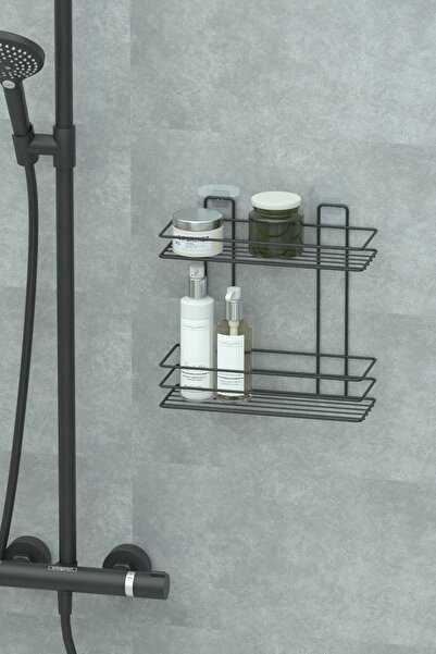 Elista Αυτοκόλλητο ράφι μπάνιου 2 επιπέδων, θήκη για σαμπουάν ντους, οργανωτή...