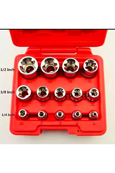 FIRAT HIRDAVAT 1/2''- 3/8''-1/4'' طقم مفتاح ربط توركس 14 قطعة