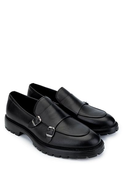 Tamer Tanca Men's Genuine Leather Black Leather Loafer Shoes