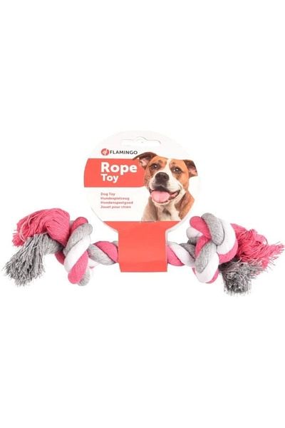 Flamingo Two Knotted Floss Dog Toy Small 22 Cm