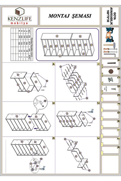 Kenzlife Ayakkabılık Goya Byz 160*70*30 Arkalıksız Ayakkabı Ofis Dolabı İki Bölme