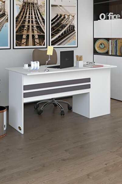 Kenzlife Ofis Masası Kamikaze Byz Sol 75*160*80 Raflı Dolap Şeritli Bilgisayar Çalışma Masası