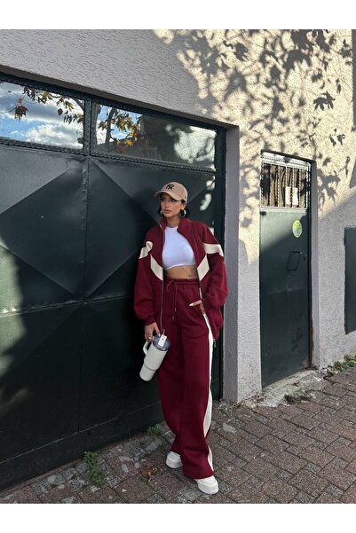 Diviny 3 Thread Raised Tracksuit Set with Zippered Stripe Detail