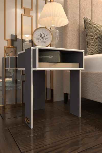 Kenzlife Komodin Sandro Gri Komidin 39*29*29 Orta Zigon Sehpa Minik Boy (Mng)