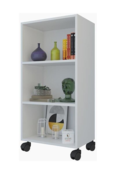 Kenzlife Kitaplık Beril 088*030*020 Byz Tekerlekli Mutfak Dolabı Banyo Ofis Ayakkabılık Kiler
