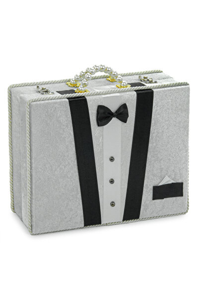 ihvan online Damat Bohçası İçin Çeyizlik Kadife Sandık Gri