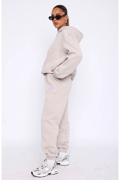 The Champ Clothing بنطال رياضي نسائي من White Fox - خصر حجري، جيوب، طباعة Pink Vol 3