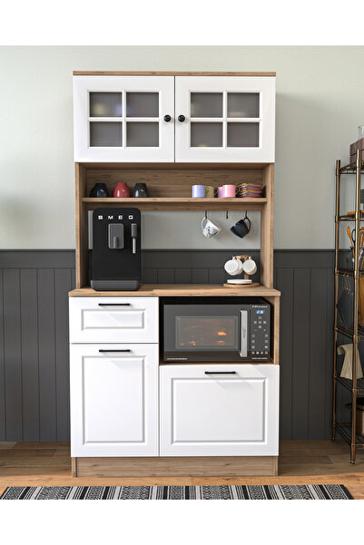 Yıldız elegance Çok Amaçlı Camlı Kahve Kösesi Dolabı - Ahşap