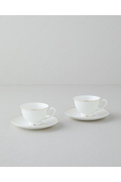 English Home Flare New Bone China - Set cești de cafea din 4 piese pentru 2, auriu