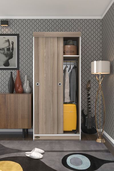 Kenzlife Gardırop Sürgülü Kapaklı Kapılı Karanfil080 Crd Gardolap Dolap