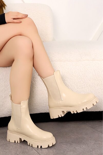 kajal ayakkabı NVL 1503 Yüksek Tabanlı Çift Lastikli Bot