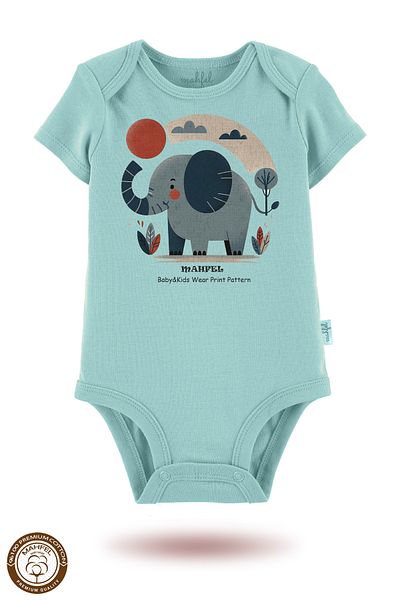 MAHFEL 2-Piece 100% Cotton Organic Printed Snap Fastener Baby Bodysuit