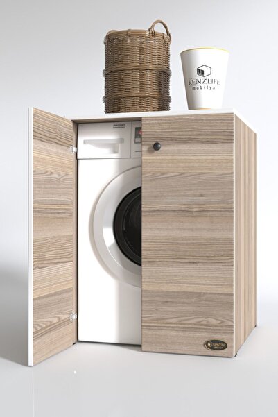 Kenzlife Çamaşır Makinesi Dolabı Kapaklı Tatyana Crd 90*70*60 Banyo Ofis Kapaklı Arkalıksız