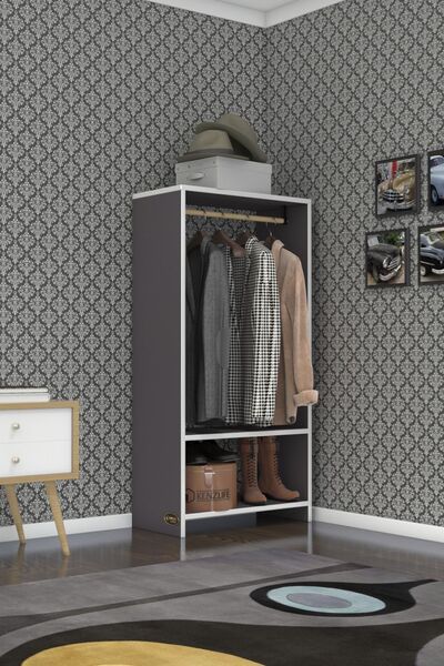 Kenzlife Giysi Dolabı Rüknettin 120*060*30 Gri Gardırop