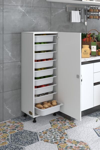 Kenzlife Sepetli Kilitli Mutfak Dolabı Ruberukilit Byz 122X45X30 Banyo Çamaşı...