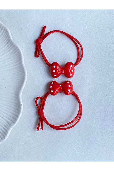 Twinssis Accessories Set of 2 Mini Size Polka Dot Bow Rubber