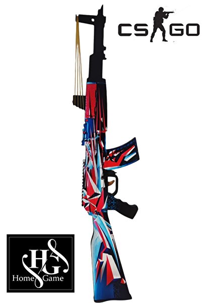 HG Home&Game Ahşap Cs-go Ak-47 Point Disarray Ak-47 Kargaşa Noktası Skin Kaplamalı Lastik Atar Gamer Hediyelik