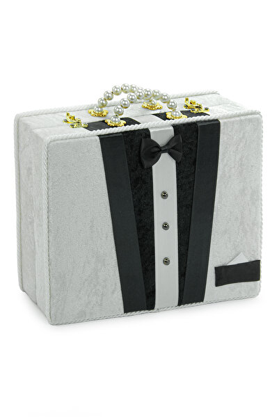 ihvan online Damat Bohçası İçin Çeyizlik Kadife Sandık Beyaz