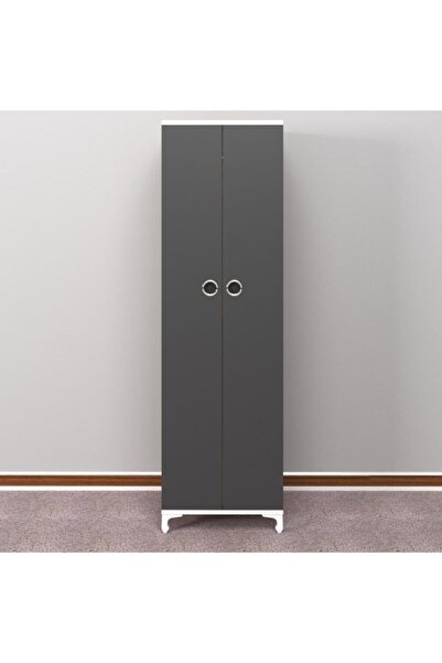 Kenzlife Gardırop 2 Kapaklı Kapılı Krizantem 168*50*42 Gri Ayaklı Gardolap Dolap