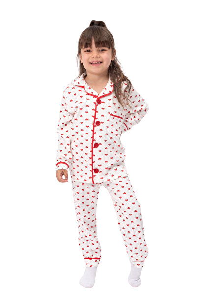 irkkids Kız Çocuk Önden Düğmeli Pamuklu Pijama Takımı