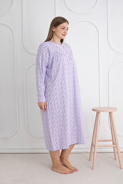 SEBOTEKS 100% Cotton Seasonal Fabric Long Sleeve Plus Size Mother's Nightgown 813