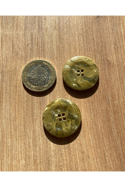 Alize Sedef görünümlü yeşil büyük boy ( 28 mm ) 6 adet düğme - yeşil kaban düğmesi - yeşil ceket düğmesi