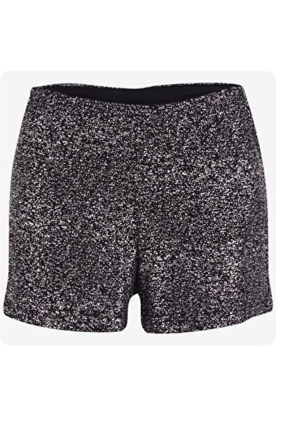quella atelier Gümüş Simli Şort Parıltılı Mini Şort