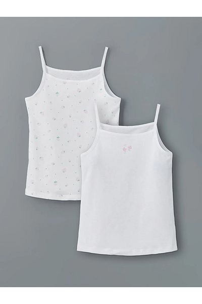 LC Waikiki Lcw Kids White Square Neck Girls' Undershirt Set of 2