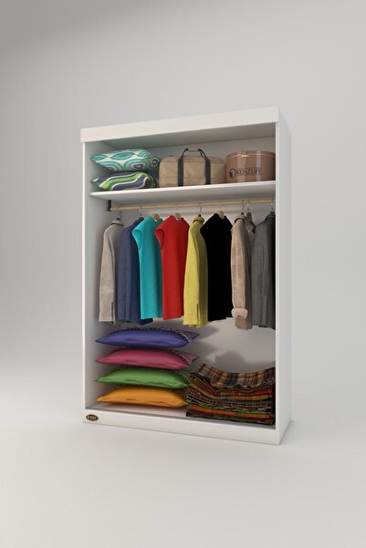 Kenzlife Gardırop Sürgülü Kapaklı Kapılı Karanfil120 Byz Gardolap Dolap