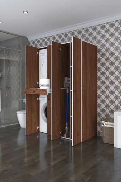 Kenzlife Çamaşır-Kurutma Makinesi Dolabı Şahrur Sağ Cvz 187*120*60 Çekmeceli ...