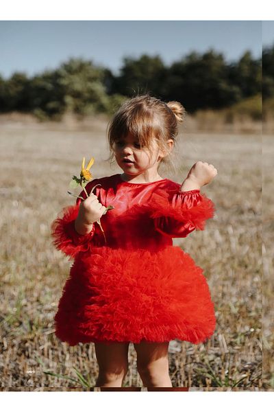 Kokosh kidss Червена туту рокля за специален ден за момиче