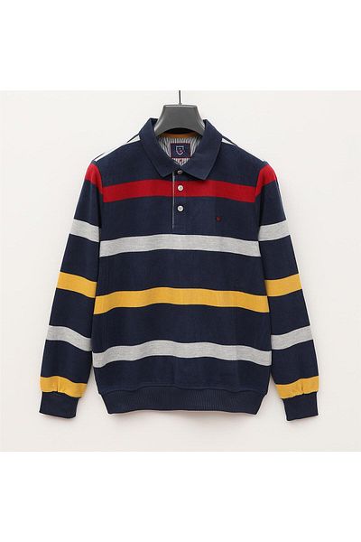 Dio Rise Tricou polo subțire cu mânecă lungă pentru bărbați - CZT-102 - bleumarin