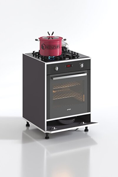 Kenzlife Ankastre Modülü Kabini Malik Ejder Gri Fırın Ocak Dolabı Kapaklı Ayarlı Ayaklı