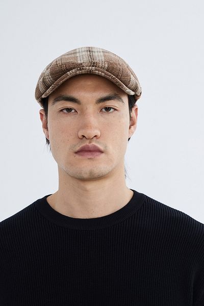 Nordbron Brown Plaid Patterned Men's Seasonal Soft Cap - Basic Model Nali