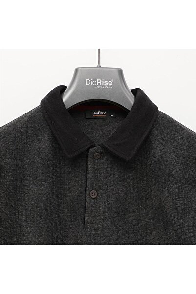 Dio Rise Ανδρικό μακρυμάνικο μπλουζάκι με λεπτό γιακά πόλο - PPS-2505 - Ανθρακί