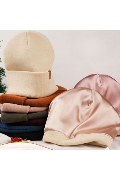 silkworm 100% Silk Lined Blue Beret 2 Pure Silk Buckles