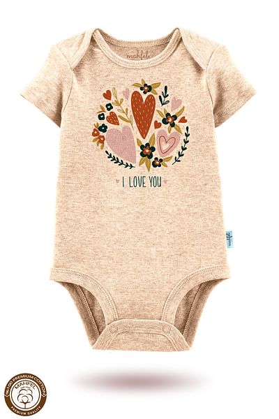 MAHFEL 2-Piece 100% Cotton Organic Printed Snap Fastener Baby Bodysuit