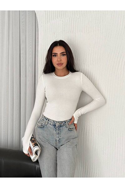 Noa Noa Λεπτομερές μακρυμάνικο βασικό μπλουζάκι με λεπτή εφαρμογή