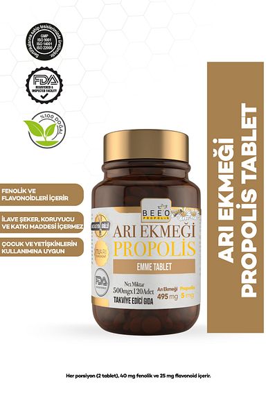 Bee`o Up Bee'o Up Bee Bread Propolis Suction Tablet 500mgx120 Pieces