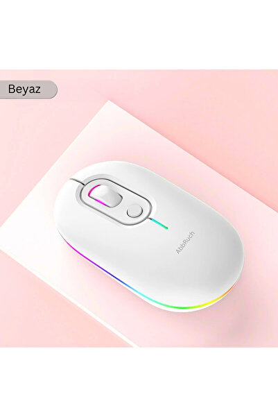 Abbruch Kablosuz Mouse Bluetooth Wireless  Çift Mod'lu USB 2.4g Şarj Edilebilir 800/1200/1600dpi Rgb Fare