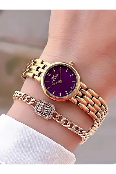 FERRO 3 Atm Water Resistant Special Design Women's Wrist Watch & Bracelet - Steel Band Vs.Blkt.0037