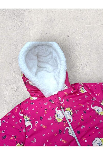 Tosyalı Burak Bebe Unisex Baskılı Kalın Elyaflı Iç Kısmı Welsoftlu Rüzgar Ve Su Geçirmez Kapüşonlu Kışlık Çocuk Mont
