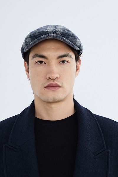 Nordbron Navy Blue Plaid Patterned Soft Cap - Men's Seasonal Comfortable Nali