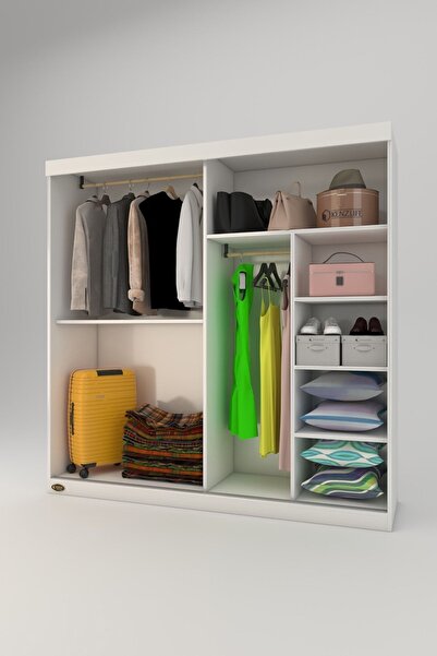 Kenzlife Gardırop Sürgülü Kapaklı Kapılı 180 Papatya Byz Gardolap Dolap