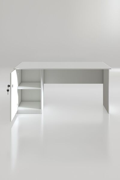 Kenzlife ofis masası yoko ono byz sol 75*110*60 kilitli kapaklı dolap eşkenar bilgisayar masası