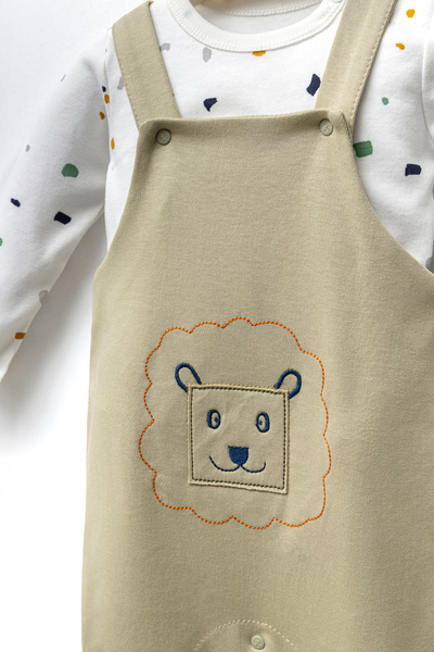 Moi Noi Baby Boy Salopette Set of 2 Body and Jumpsuit 100% Organic Cotton